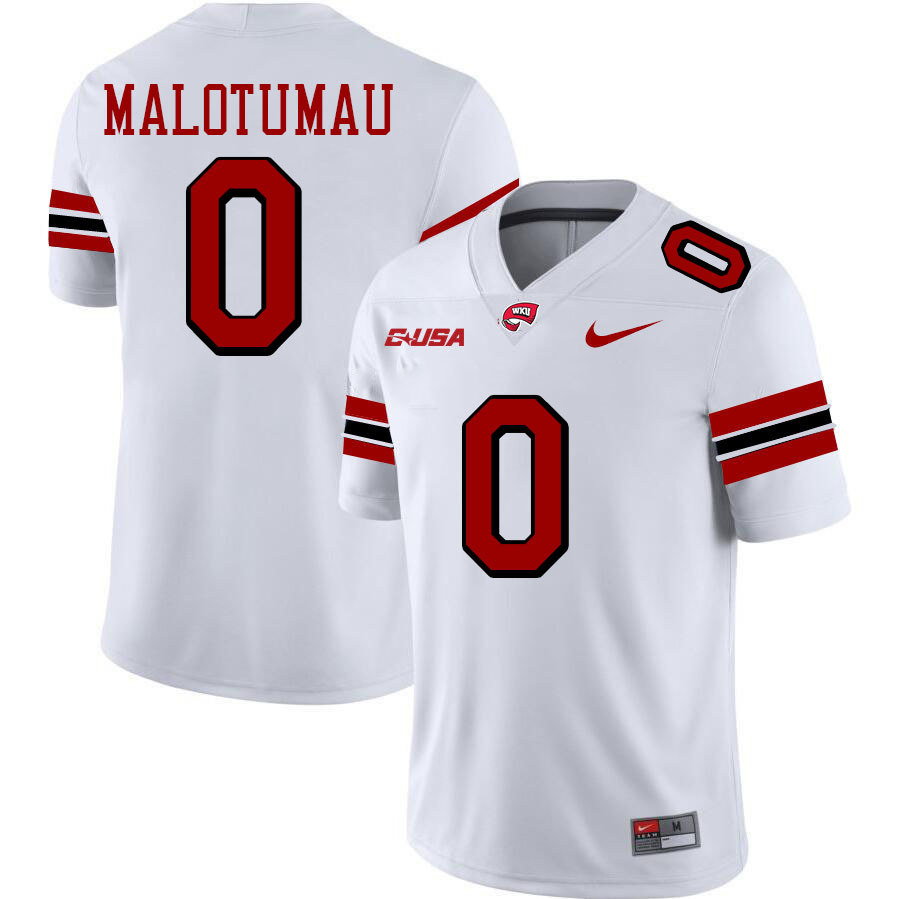 Mackavelli Malotumau WKU Jersey, Western Kentucky Hilltoppers #0 Mackavelli Malotumau Jersey Youth-White